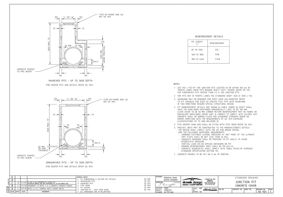 SD-1121 - Junction Pit - Concrete Cover