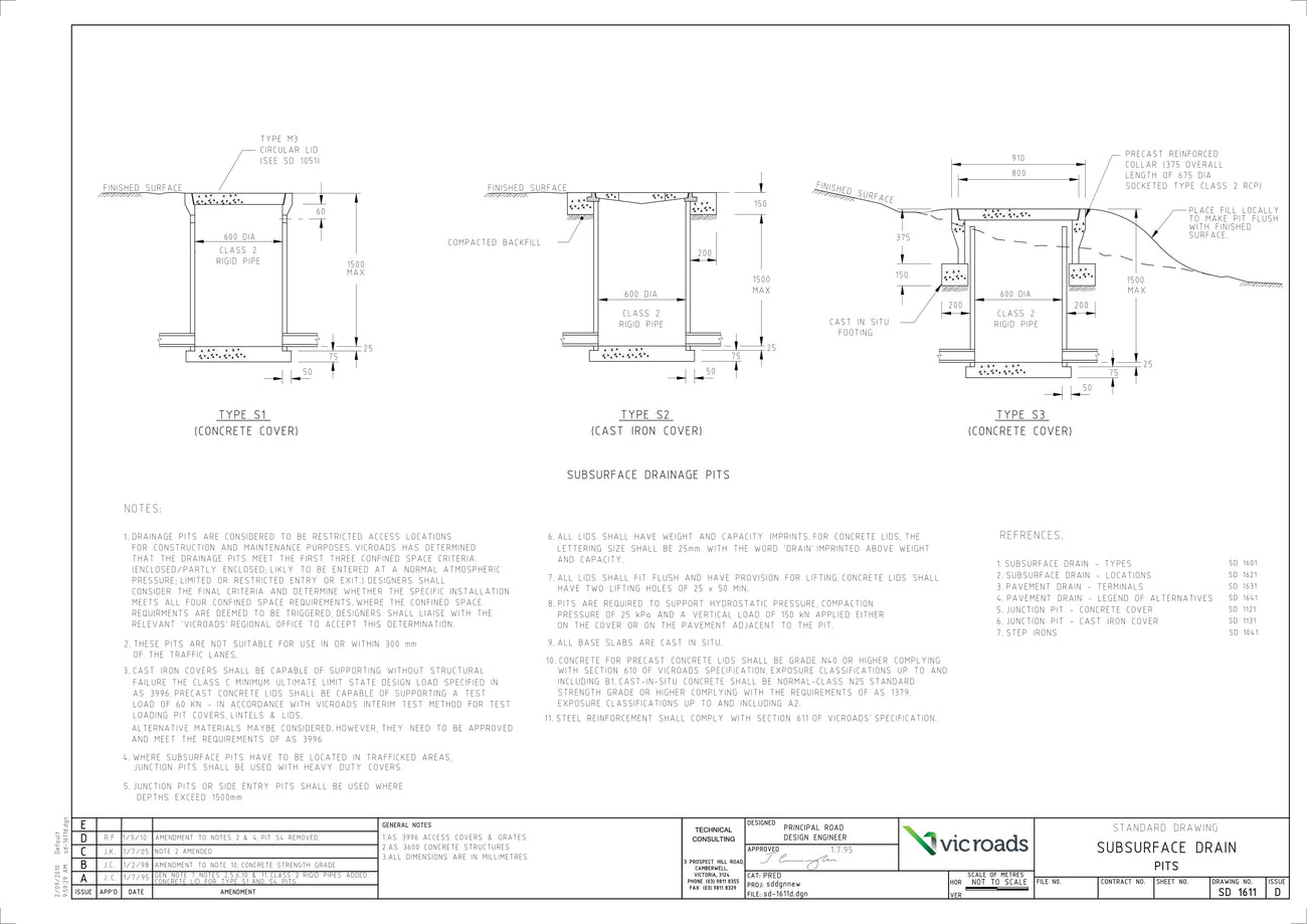 SD1611 - Subsurface Drain - Pits