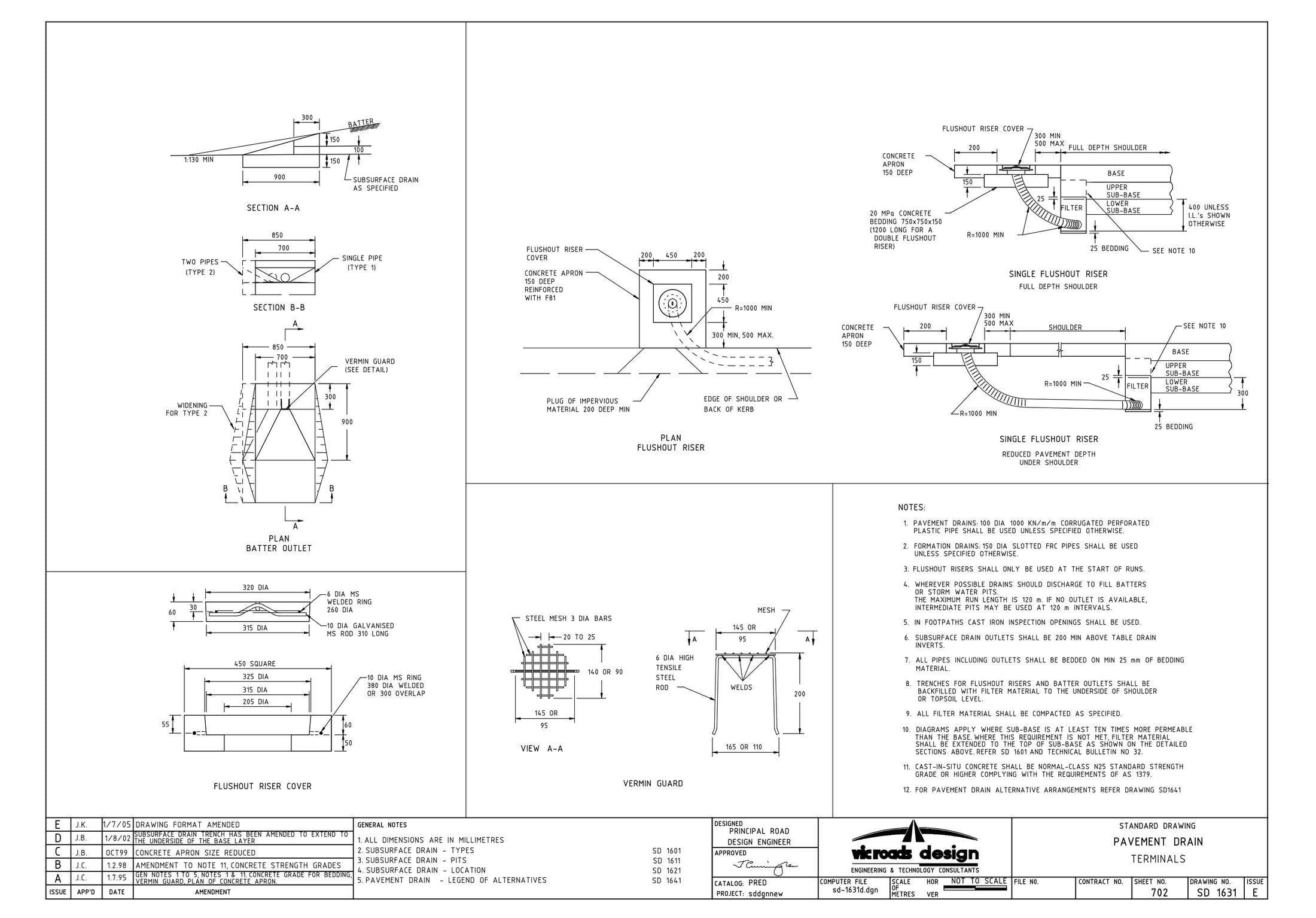 SD1631 - Pavement Drain - Terminals